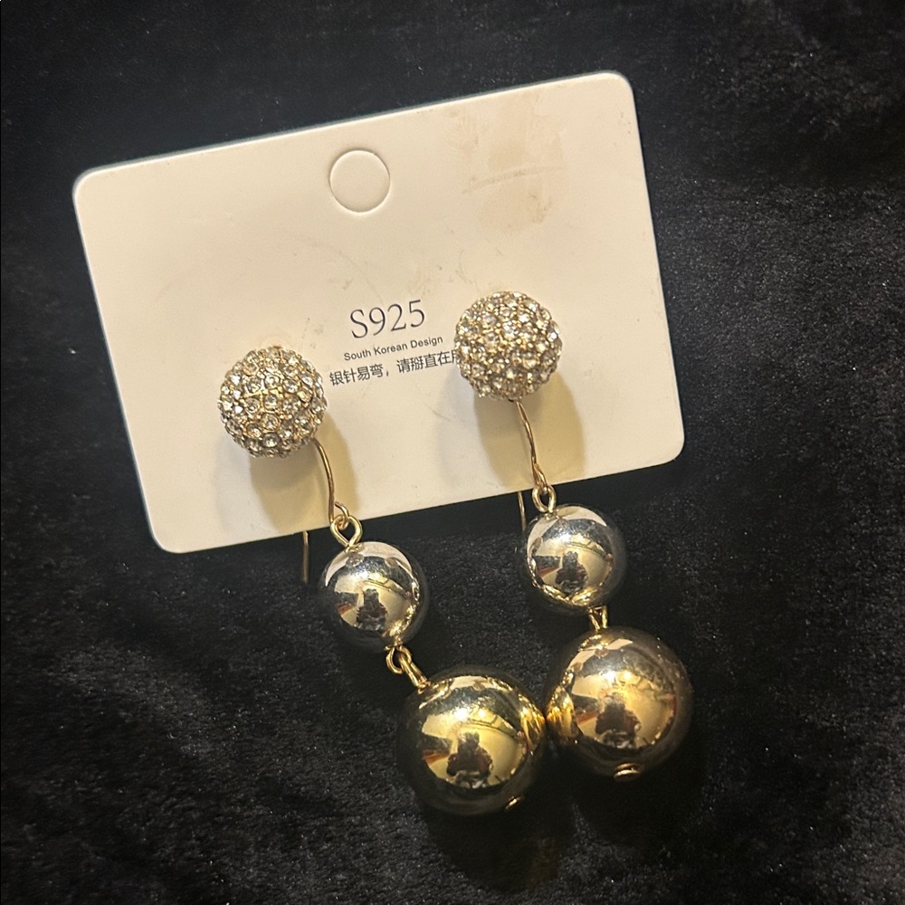 Elegant Gold and Silver Drop Earrings